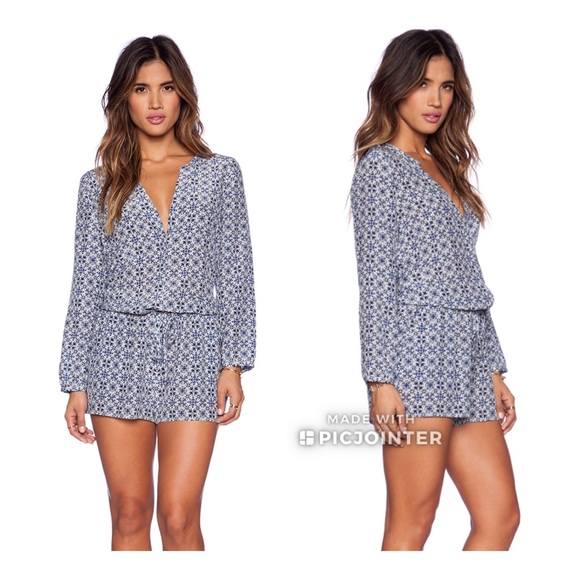 Joie Pants - Joie Rialto Silk Romper Cielo Blue Print S